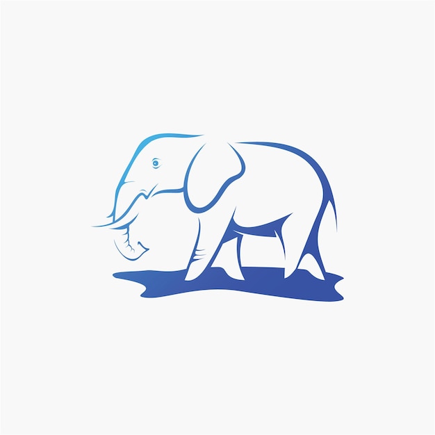 Vector tekening olifant logo stijl ontwerp inspiratie
