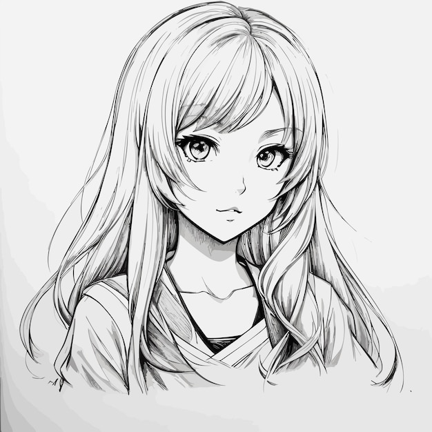 tekening schets kunst van mooie jonge vrouw hand tekening illustratie manga kunst komische schets