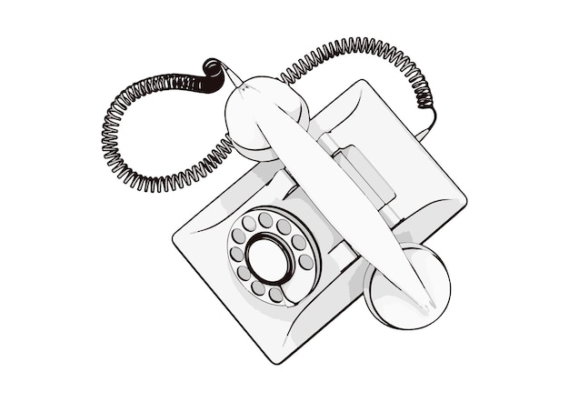 Tekening schets vintage telefoon vector