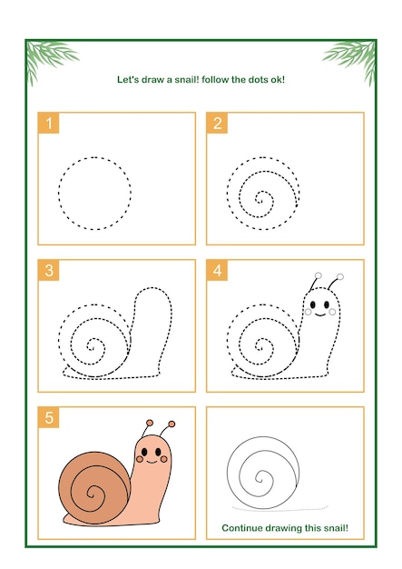 Vector tekening slak oefening werkblad-1 voor kleuterschool
