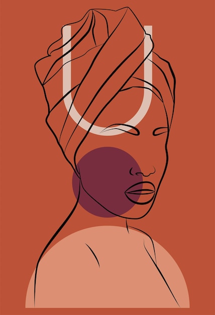 Tekening van de gezichtslijn van een Afrikaanse vrouw