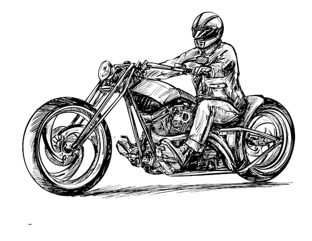 Tekening van de rijders op de grote motorfiets