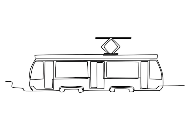 Tekening van een openbaarvervoerstrein tram online