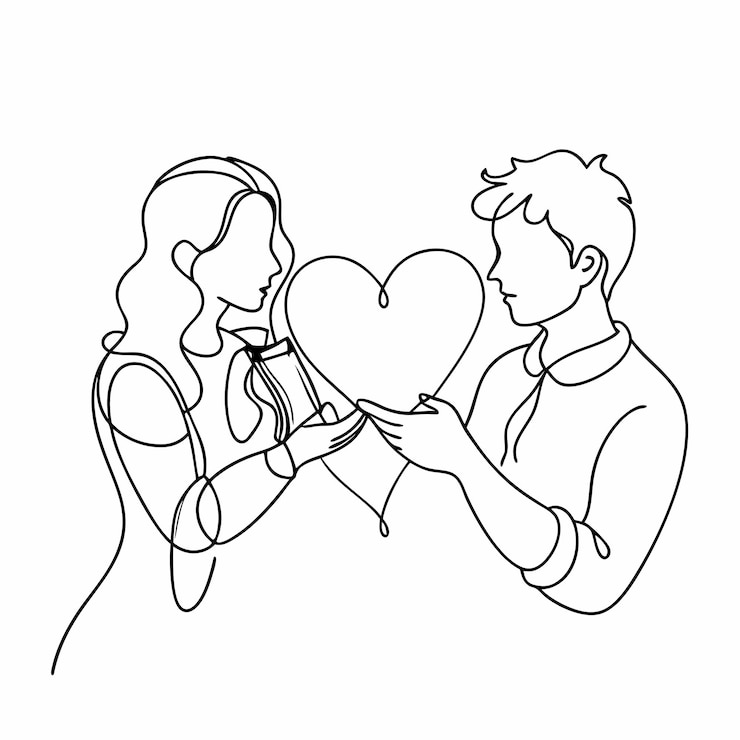 Vector tekening van liefdeslijn kunstontwerp