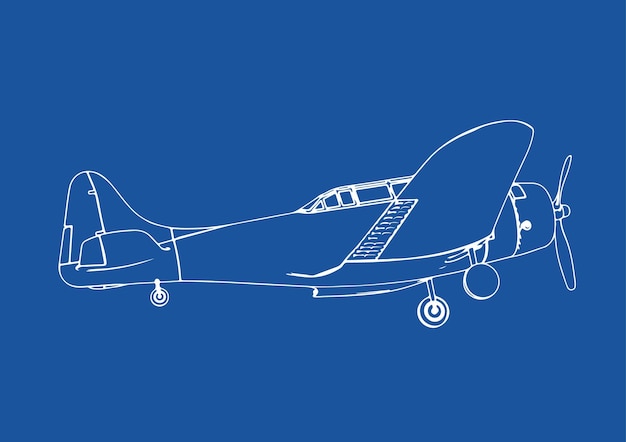 Tekening van militaire vliegtuigen op een blauwe achtergrond vectorx9