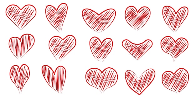 Tekeningen van een hart met rode verf binnenin op een witte achtergrond