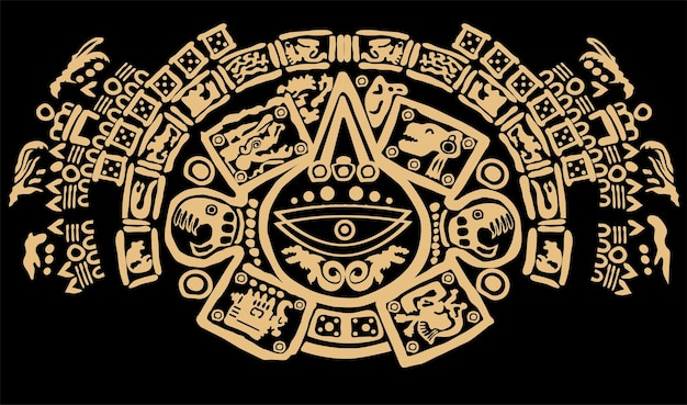 Vector tekens en symbolen van de maya-kalender en andere oude volkeren van latijns-amerika