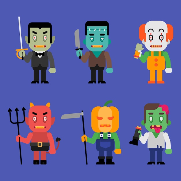 Tekens halloween monsters collectie deel 5. vectorillustratie.