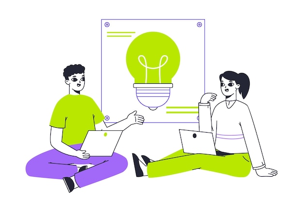 Tekens met gloeilampen platte vector illustratie Goed idee concept
