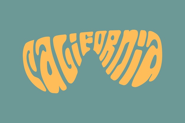 Tekst Californië ingeschreven in de vorm van een zonnebril Illustratie in hippie retro-stijl Vector print voor tshirt poster sticker