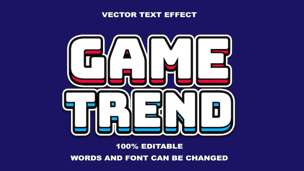 Tekst effect bewerkbare spel trend blauw en rood