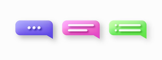 Tekstballon 3d icon set vector illustratie communicatie dialoog bubble