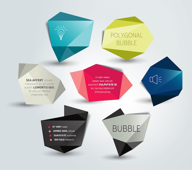 Tekstballon label set veelhoekig ontwerp vector