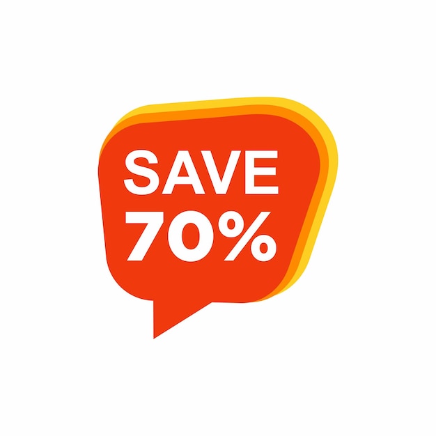 Tekstballon met opslaan 70 tekst platte cartoon trend modern logo grafisch ontwerp geïsoleerd op een witte achtergrond