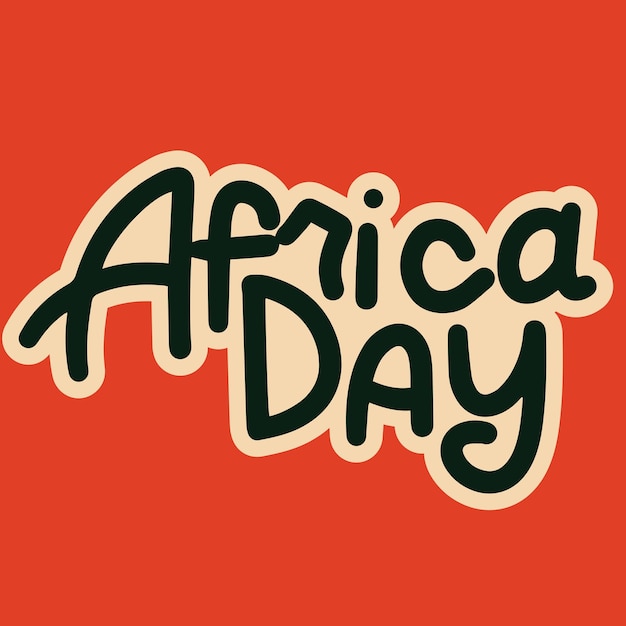 Tekstbanner van de Dag van Afrika met handgetekende vectorkunst