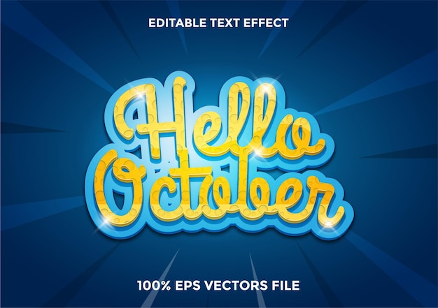 Teksteffect 3d hallo oktober concept premium vector