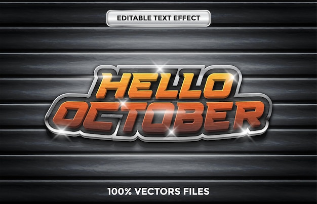 Vector teksteffect 3d hallo oktober concept premium vector