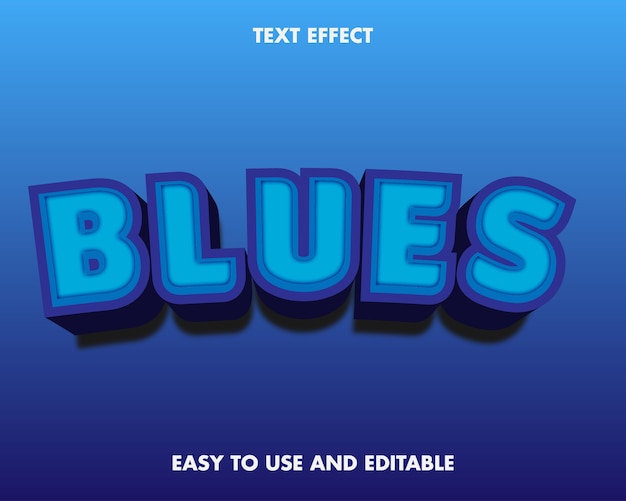 Teksteffect blauw. Bewerkbare lettertypestijl.