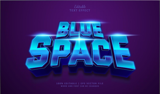 Teksteffect Blauwe ruimtestijl Bewerkbare teksteffectstijl Retro Chrome 80s