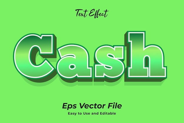 Vector teksteffect cash gebruiksvriendelijk en bewerkbaar premium vector