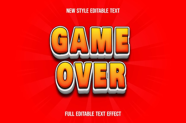 Teksteffect game over op oranje en wit verloop