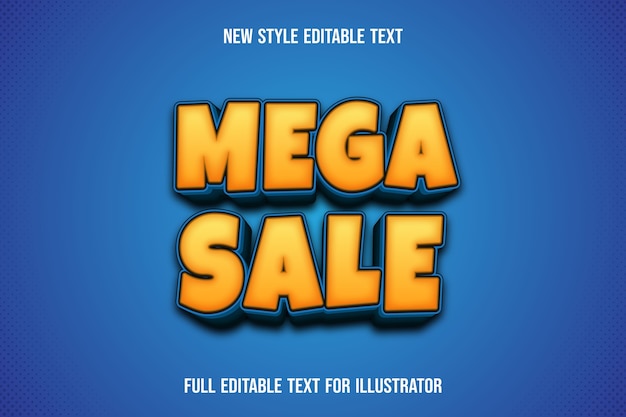 Teksteffect mega-verkoop kleur geel en blauw verloop