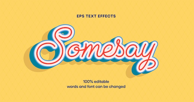 Teksteffect met titel Somesay Lettering lettertype stijlvol met elegante kleur Vector illustratie