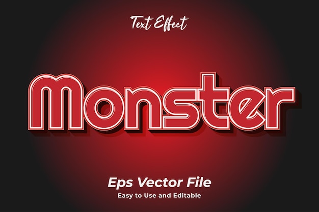 Teksteffect monster bewerkbaar en gebruiksvriendelijk premium vector