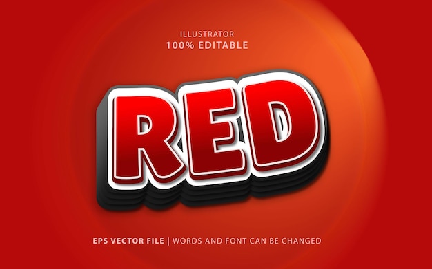 Teksteffect rood bewerkbare gratis vector