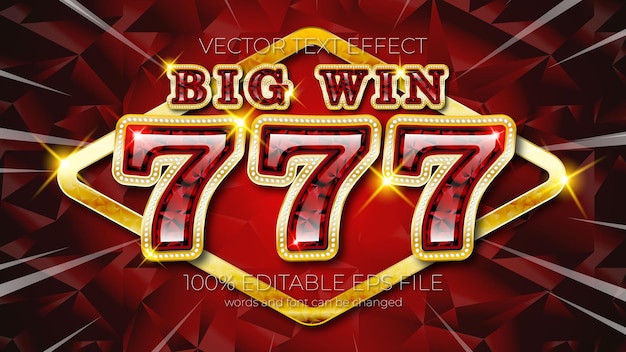 Teksteffect vectorillustratie, Big Win 777 teksteffect