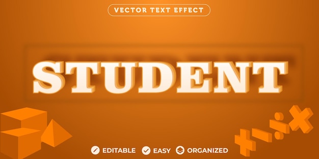 Teksteffect voor studenten Volledig bewerkbaar lettertype-teksteffect