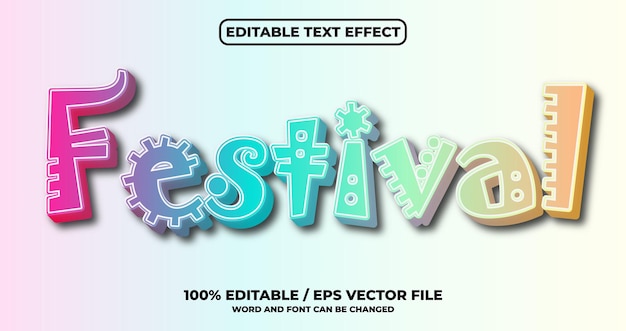 Vector teksteffectstijl festival