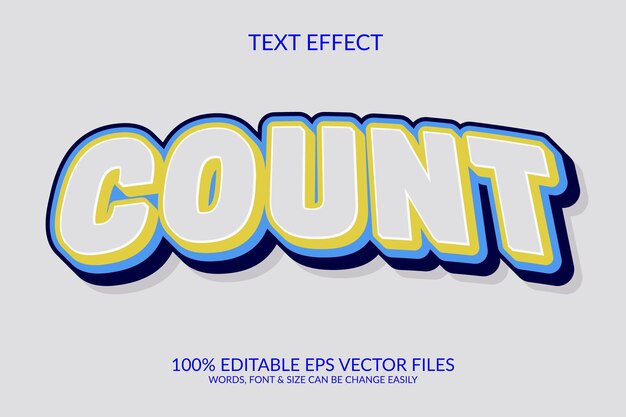Tel 3D volledig bewerkbare vector teksteffect ontwerpsjabloon