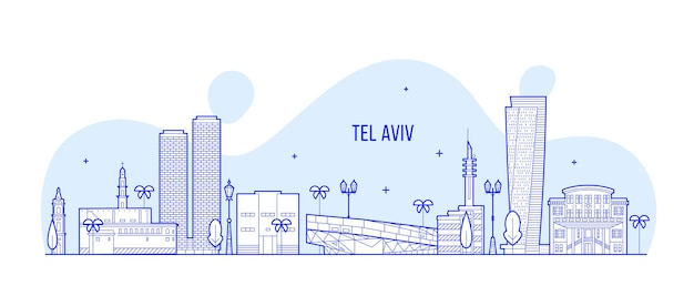 Vector tel aviv skyline, israel