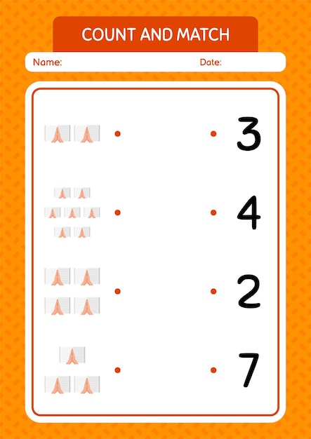 Tel en match spel met koran-werkblad voor voorschoolse kinderen activiteitenblad voor kinderen