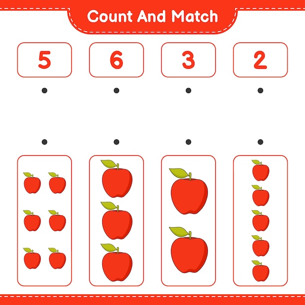 Tel en match tel het aantal Apple en match met de juiste nummers