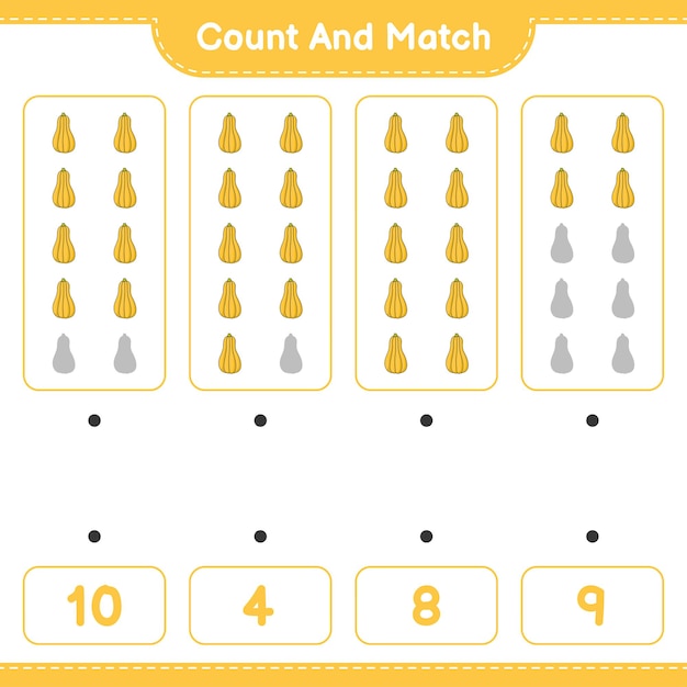 Tel en match tel het aantal Butternut Squash en match met de juiste nummers