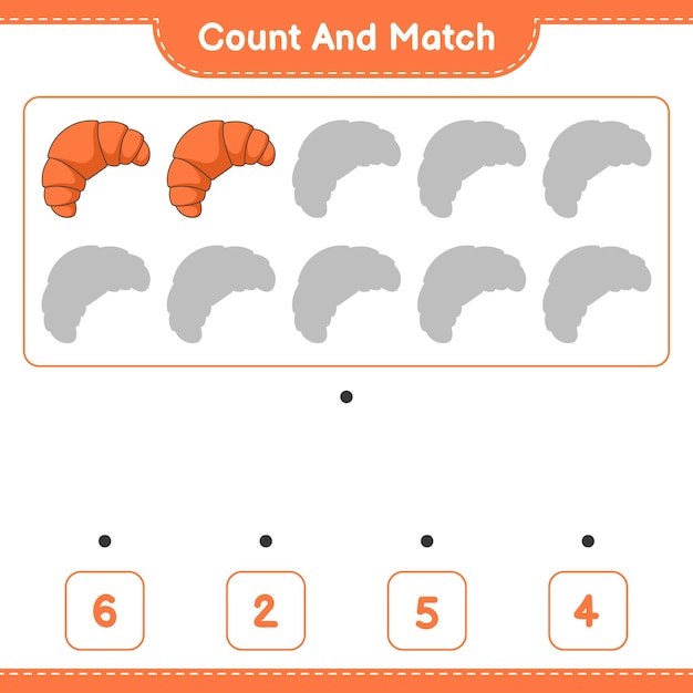 Tel en match tel het aantal croissants en match met de juiste nummers