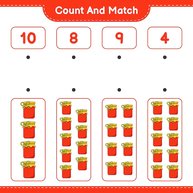 Tel en match tel het aantal Jam en match met de juiste nummers Educatief kinderspel