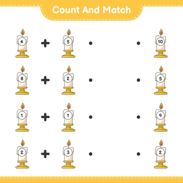 Tel en match tel het aantal kaars en match met de juiste nummers