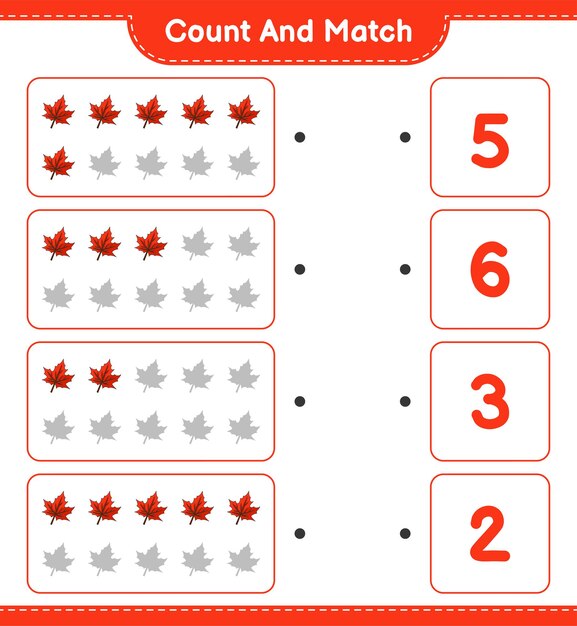 Tel en match tel het aantal Maple Leaf en match met de juiste nummers