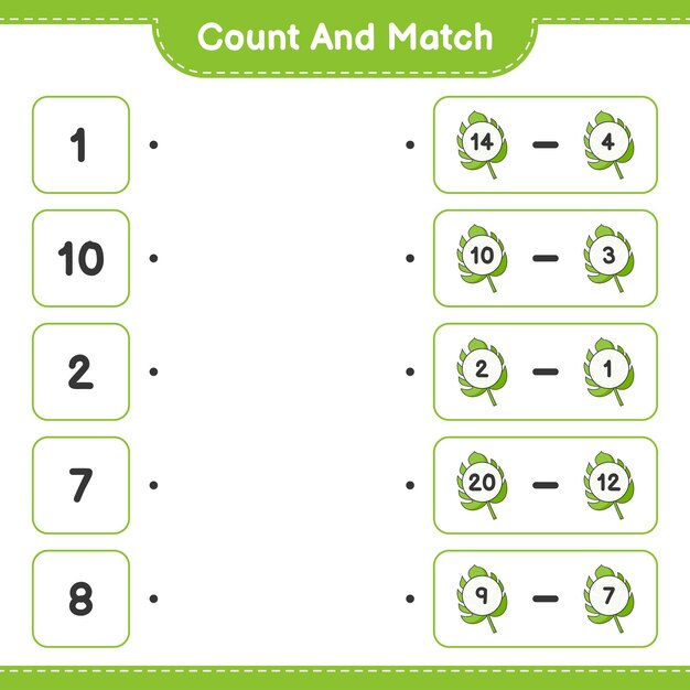 Tel en match tel het aantal Monstera en match met de juiste nummers