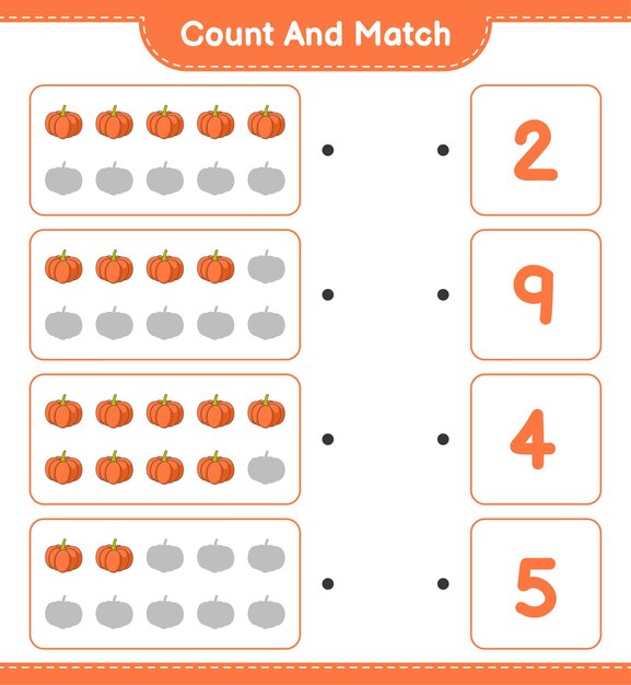 Tel en match tel het aantal Pumpkin en match met de juiste nummers