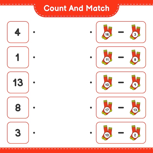 Tel en match tel het aantal sokken en match met de juiste nummers