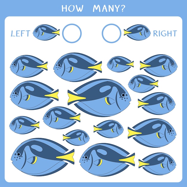 Tel hoeveel vissen links en rechts zwemmen