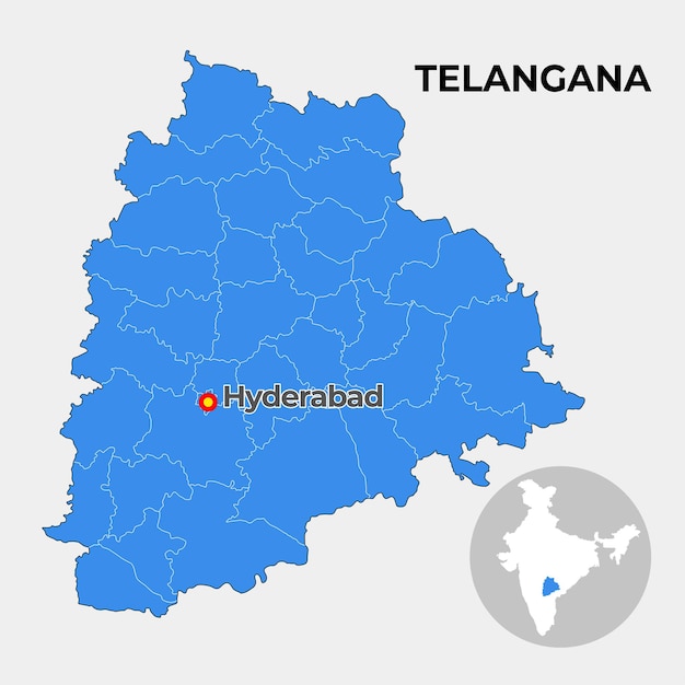 テランガナ州の地図は地区とその首都を示しています