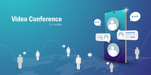 Telecommunicatieconcept, videoconferentie zakelijke bijeenkomst online op mobiele smartphone