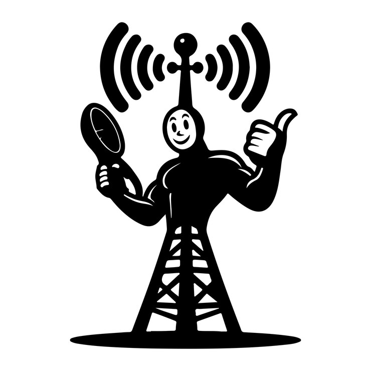 Vector a telecommunication signal tower of a silhouette vector illustration