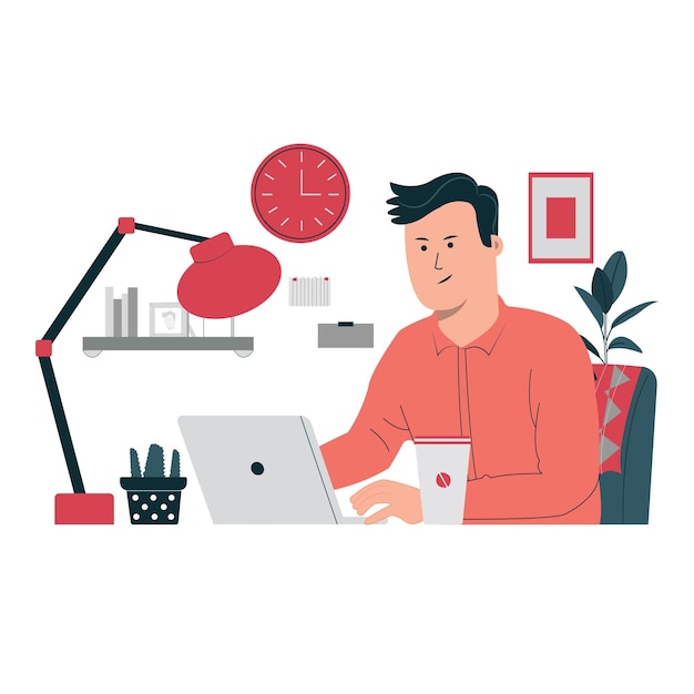 Telecommuting concept illustration Premium Vector