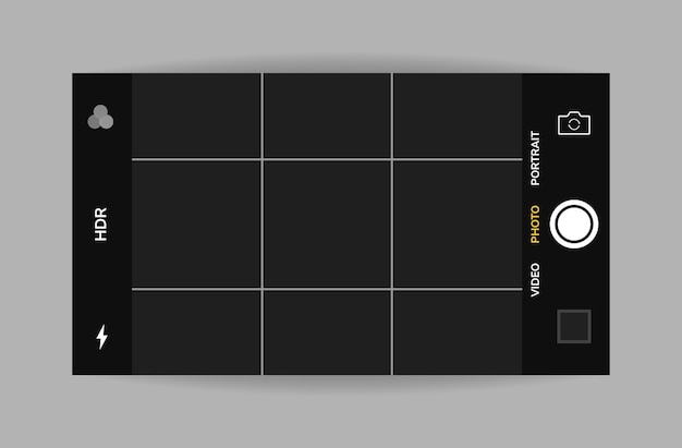 Telefoon camera-interface horizontale weergave. Mobiele app-applicatie. Foto's maken. grafisch .